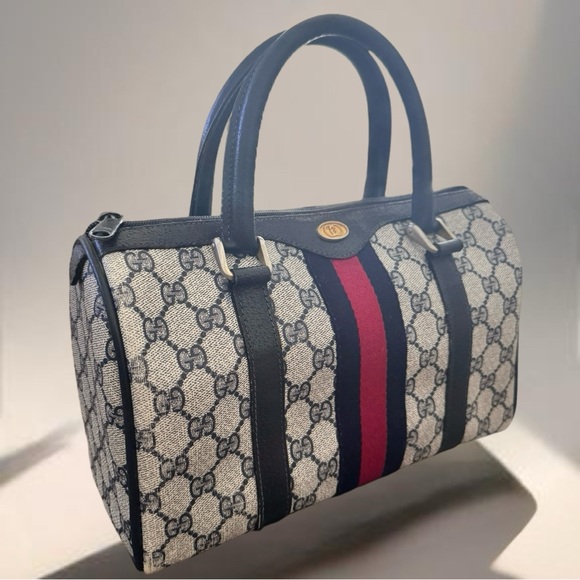 Gucci Doctors Boston Bag  "Accessory Collection" Navy Blue Monogram Canvas - Picture 1 of 16